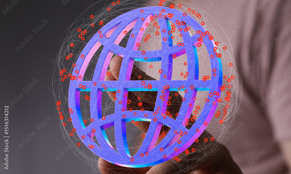 Aufkleber abstract image of a digital globe, representing global connectivity and data exchange.