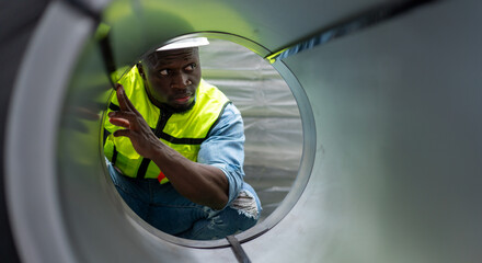 engineer worker check and inspect stainless galvanized metal sheet roll in warehouse for production...