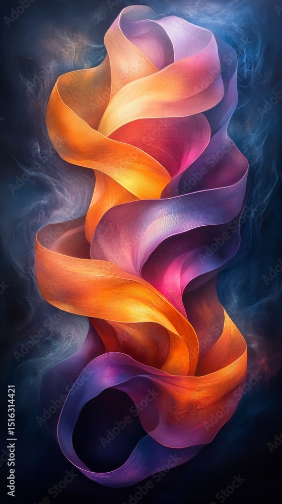 Aufkleber fluid abstract: dynamic layers of color in swirling movement - a conceptual art piece evoking energy