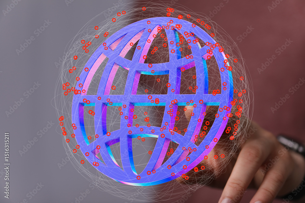 Poster abstract image of a global network connection, showcasing digital world and data flow.