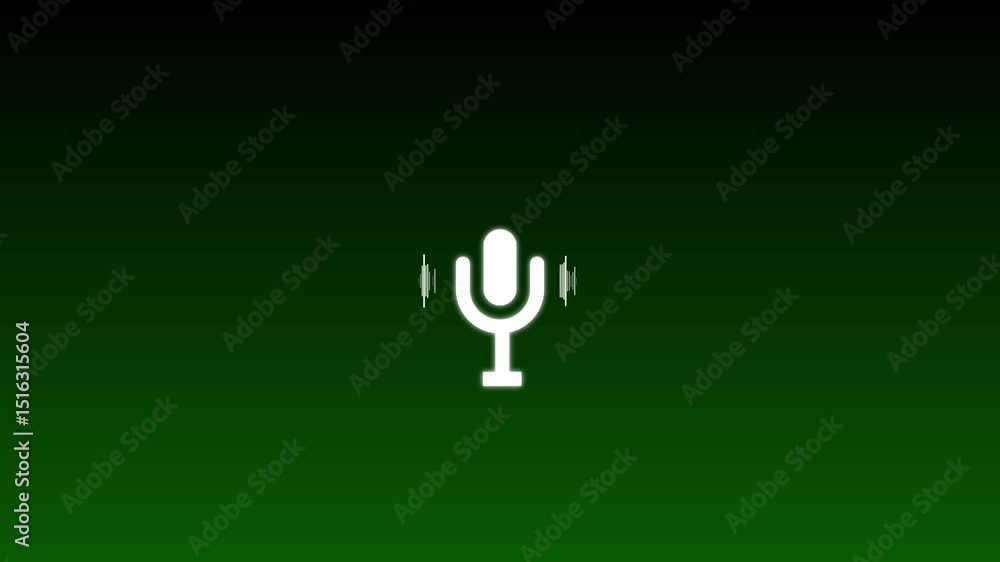 Poster voice recording and podcast mic microphone button icon animation. audio microphone icon animation ba