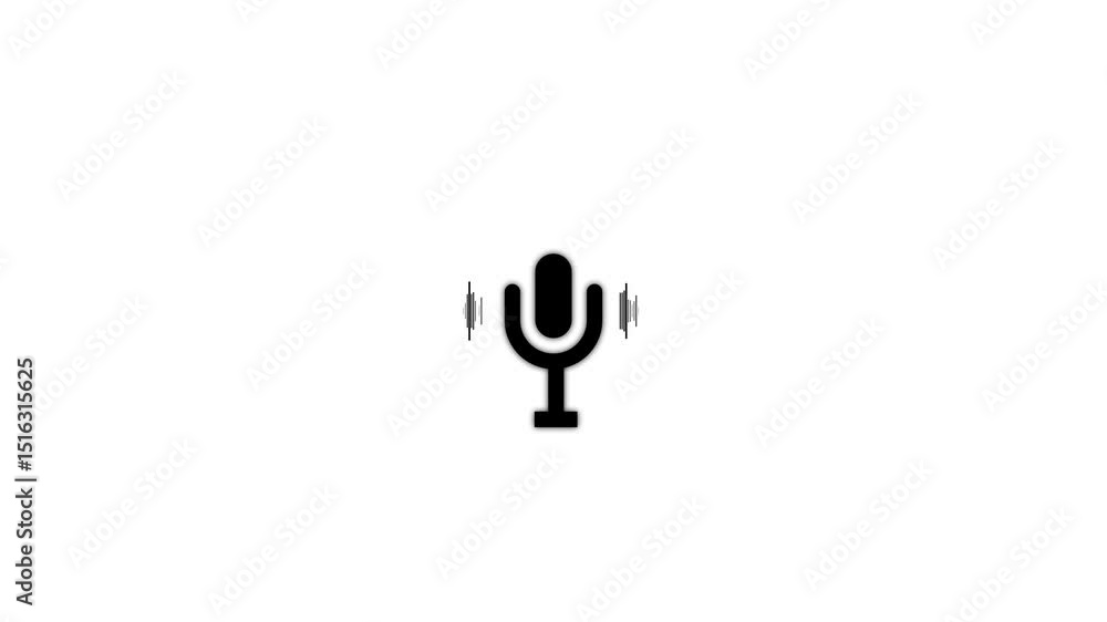 Poster voice recording and podcast mic microphone button icon animation. audio microphone icon animation ba