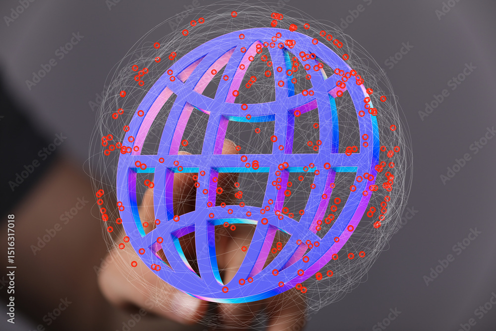 Poster high-tech image of a digital globe, illustrating global networking and connectivity.