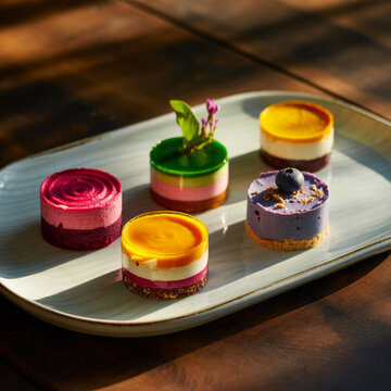 Assortment of Exquisite Mini Cakes on a Serving Platter