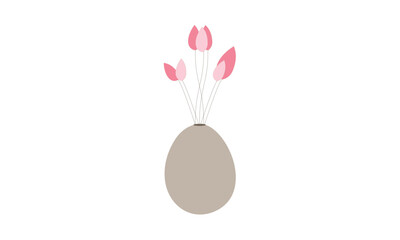 Aesthetic Indoor Decor Flower Vase. Delicate Pink Tulips in a Stylish Vase for Interiors on white background