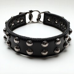 Stylish black leather collar with studs.