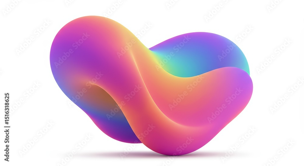 Aufkleber abstract colorful 3d render: intertwined gradient forms