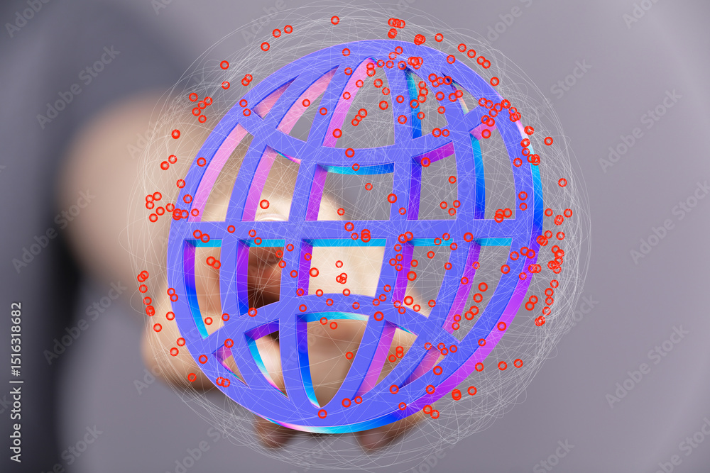 Poster abstract image of a digital globe, representing global networking and data connections.