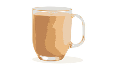Glass Mug of Latte Illustration, Tea in a Glass Vector, Coffee in A Glass Mug on a white background