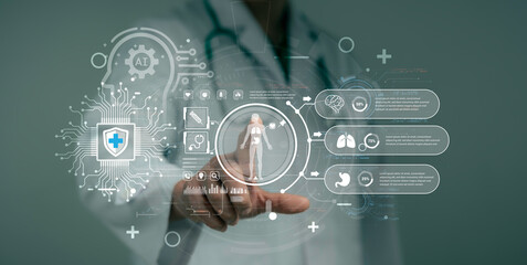 Doctor Using AI-Driven Data Analysis Interface for Healthcare