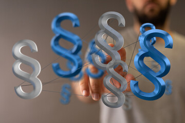 3D rendering of interconnected paragraph symbols.  Concept for legal, law, justice, regulation, and...