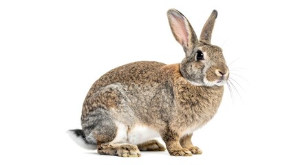 Fototapeta premium Brown Rabbit Sitting with White Background.