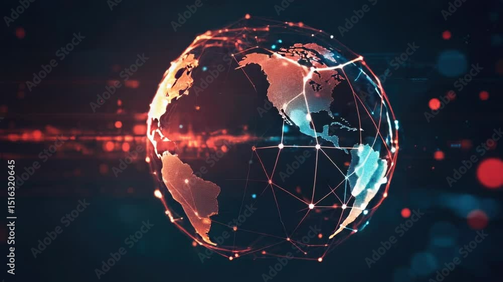 Poster A globe with a network of dots representing connections and relationships