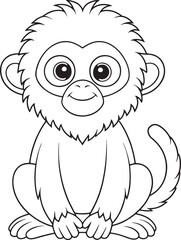 monkey coloring page cute primate artwork vector illustration