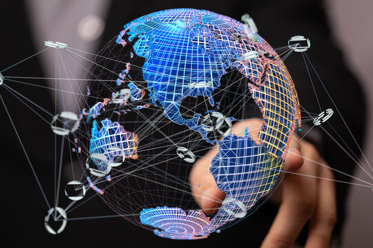 Image of a digital globe showcasing global network connections and data exchange.