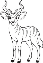 nyala line art drawing for kids vector illustration