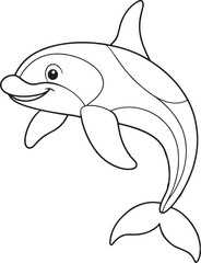 orca cartoon drawing for kids vector illustration