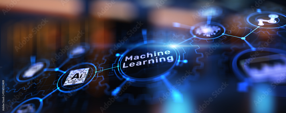 Poster machine deep learning algorithms, artificial intelligence, ai, automation and modern technology in b