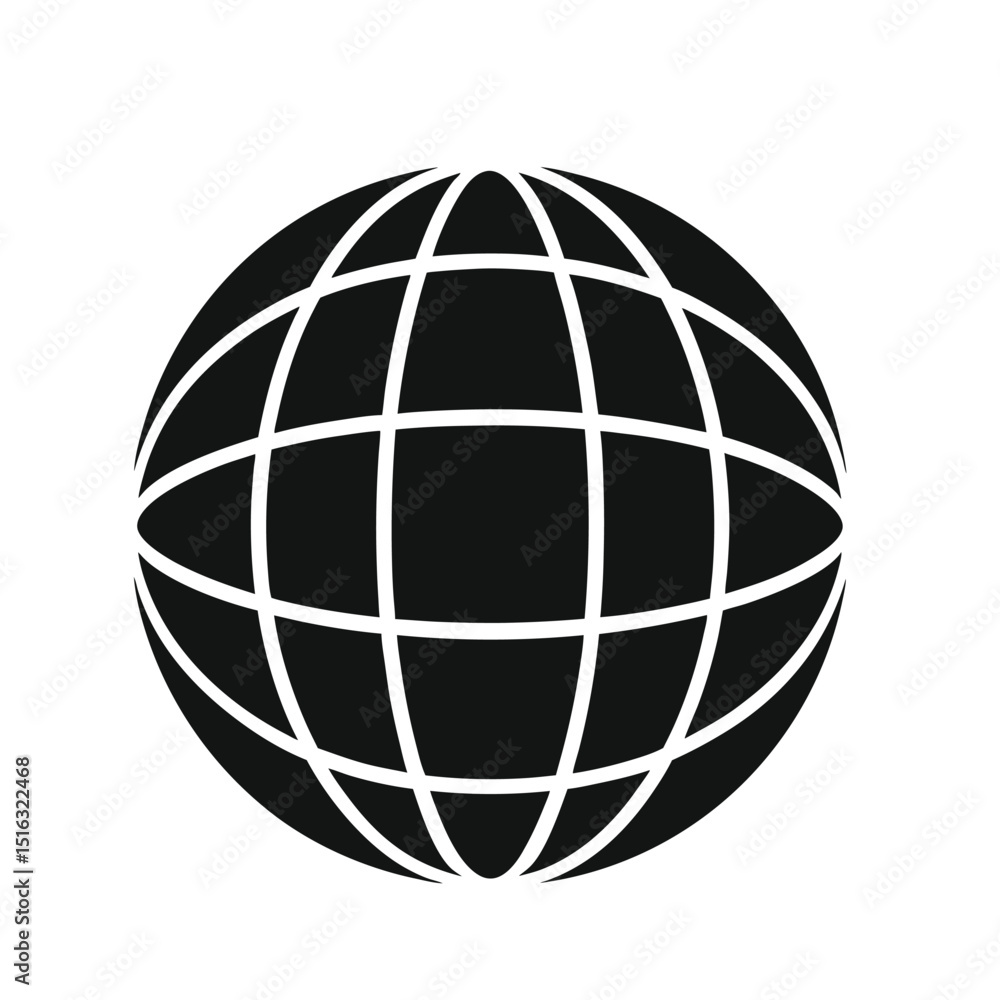 Poster 3d globe icon spherical wireframe design representing global connectivity networking and internation