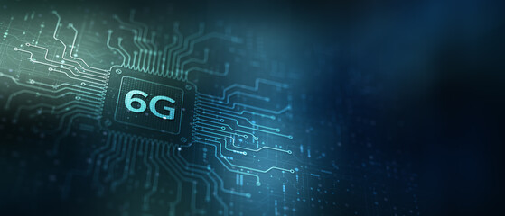 6G Future Connectivity Solutions Illustrated on a Processor.