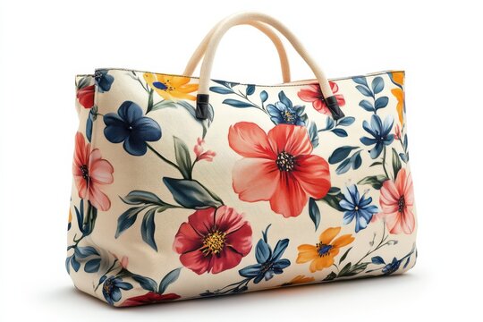 Elegant floral tote bag displayed against a light background, capturing summer vibes and style