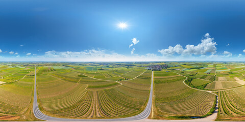 Country road to Weinoldsheim Germany 120m 360° vr aerial panorama environment equirectangular