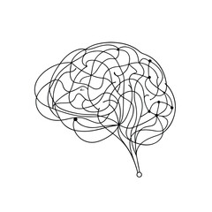 Continuous Line Art Minimalist Sketch of a Human Brain Anatomical Illustration for Medical or Scientific Design