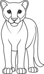 Adorable Puma Line Art Drawing For Coloring Pages Vector Illustration