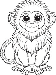 pygmy marmoset cartoon coloring page vector illustration