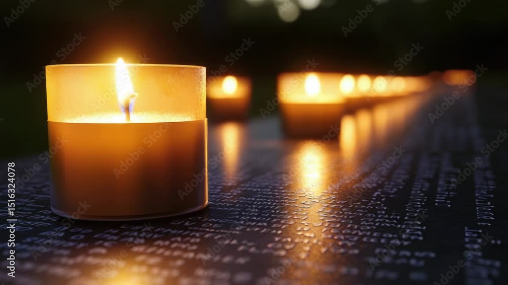 Poster row of candles on a table providing warm light