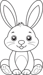rabbit coloring page for kids easter vector illustration