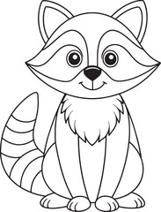 raccoon coloring sheet fun kids drawing vector illustration