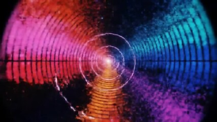 Abstract colorful concentric rings pattern with a bright central glow effect - Powered by Adobe