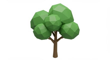 Low Poly Tree Model: A 3D Rendered Green Tree