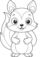 squirrel coloring page cartoon animal artwork vector illustration