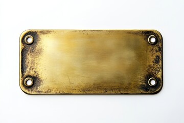 Blank brass plaque with a vintage look and four mounting holes for personalization