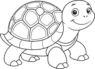 adorable turtle line art for coloring books vector illustration