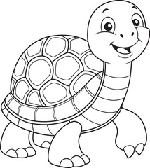 adorable turtle coloring page for kids vector illustration