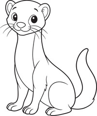 weasel coloring page fun animal design for kids vector illustration