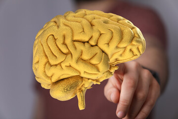 Abstract image of a golden brain, representing intelligence, ideas, and innovation.