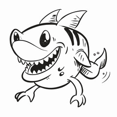 Fototapeta premium shark cartoon isolated on white