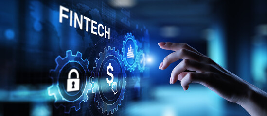 Fintech Financial technology Cryptocurrency investment and digital money. Business concept on...
