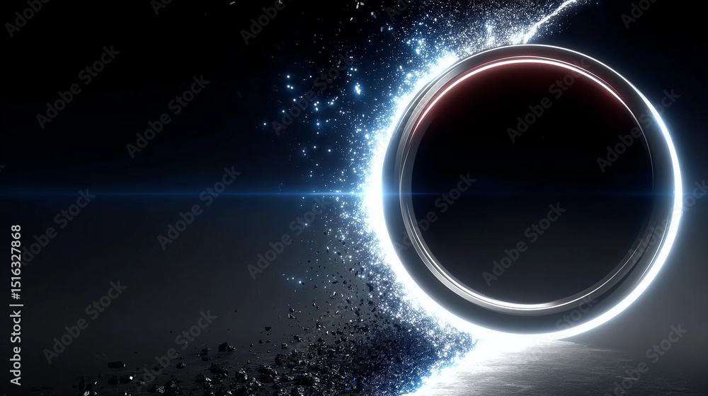 Poster edge-on spiral galaxy streak with luminous core, minimalist thin silver disk. background: deep indig