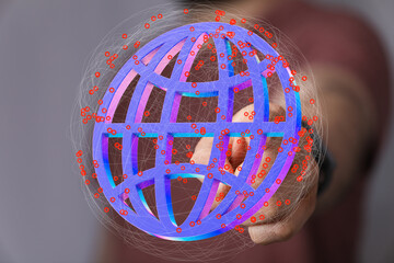 Interactive 3D globe visualization.  Networking, connectivity, global communication.