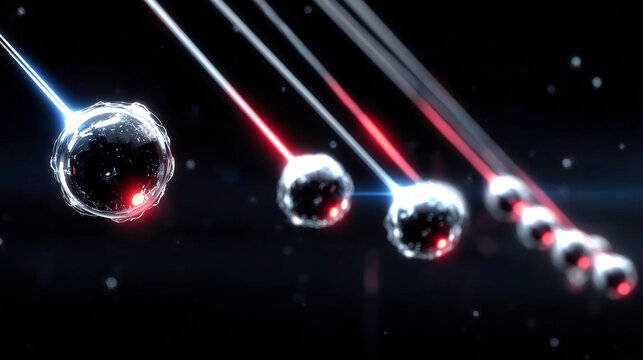 Orb clusters in gradient sapphire and misty silver connected by fine threads on obsidian. Copy space below. Soft glow with spherical harmony.