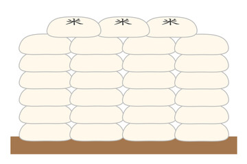 スーパーの売り場に山積のコメ袋。政府備蓄米、古米
