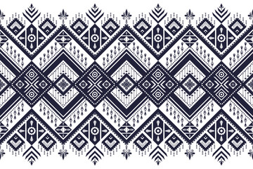 seamless tribal pattern in Midnight Indigo, inspired by traditional hill tribe textiles. Ideal for fashion, fabric prints, home decor, and ethnic-themed design projects.