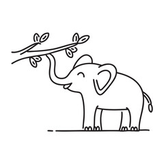 A trunk of an elephant touching a tree branch