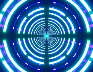 Neon tunnel with concentric circles