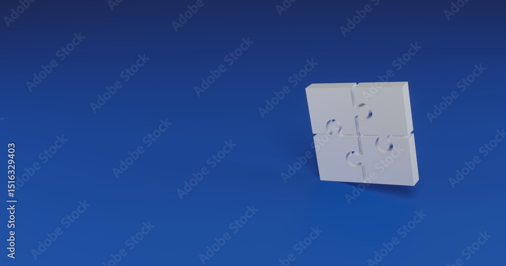 Aufkleber isolated realistic white puzzle symbol with shadow. located on the right side of the scene. 3d illus